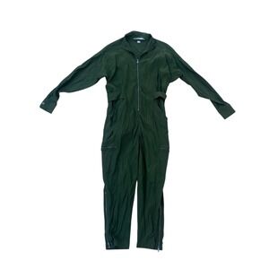 Athleta Lenox Jumpsuit Olive Green Utility Flight Suit Long Sleeve Size 4